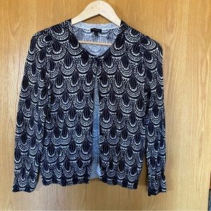 Talbots Women's Cardigan Black & White Geometric Size Medium Petite